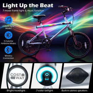 20 Inch Commuter Bicycle LED-lit with 6-Speed Shimano Twist Shifting and Stereo Speakers