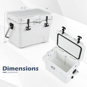 20 Quart Portable Hard Cooler with Built-in Ruler and Bottle