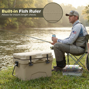 20 Quart Portable Hard Cooler with Built-in Ruler and Bottle