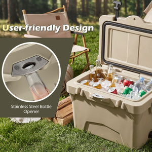 20 Quart Portable Hard Cooler with Built-in Ruler and Bottle