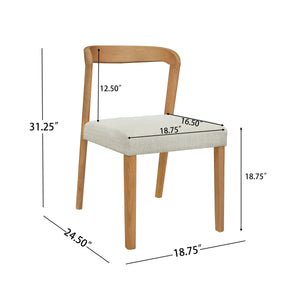 Solid Rubber Wood Dining Chairs (Natural Oak + Beige) Set of 2
