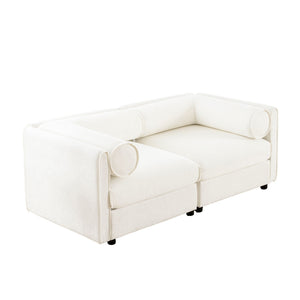 Stylish Sofa With Storage Seat And Cylindrical Backrest