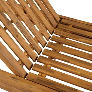 Modern Acacia Wood Outdoor Chaise Lounge with Adjustable Headrest