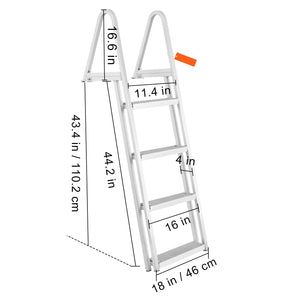 Dock Ladder, Removable 4 Steps, 350 lbs Load Capacity