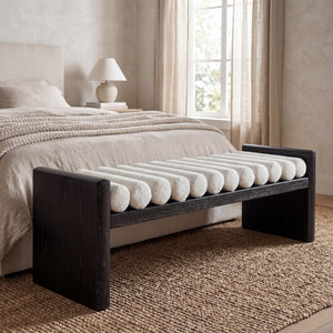 62.8" Modern Chenille Upholstered Bench