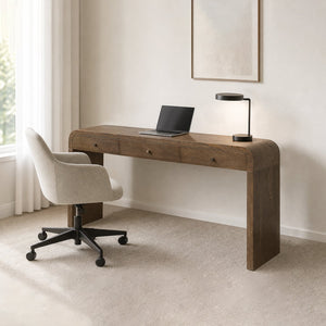 Dark Table with 3-Drawer Storage