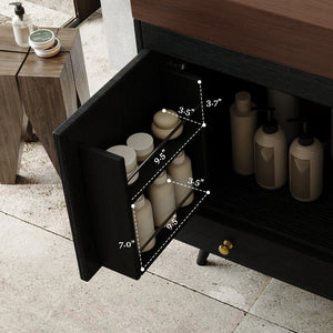 Contemporary Free-standing Bathroom Vanity with Faux Marble Top & Ceramic Sink
