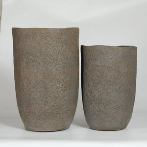 Round Concrete Planter Set of 2, Large Indoor & Outdoor Planter Pots
