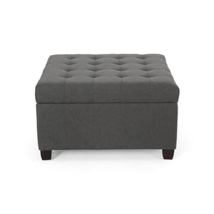 Upholstered Tufted Fabric Storage Ottoman