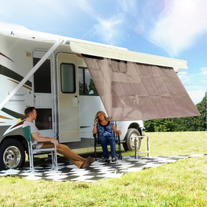 Camco 10 Foot Front Sun Block Panel Awning Screen for RV Camper Shade, Brown