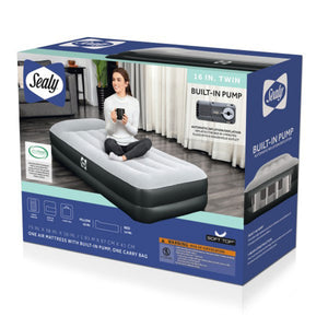 Sealy Tritech Twin Sized 16" Air Mattress Bed 2 Person w/Built-In AC Pump & Bag - TRAPSKI