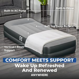 Sealy Tritech Twin Sized 16" Air Mattress Bed 2 Person w/Built-In AC Pump & Bag