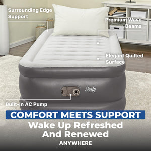 Sealy Tritech Twin Sized 20" Air Mattress Bed 2 Person w/ Built-In AC Pump & Bag