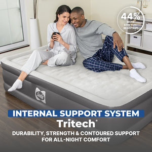 Sealy Tritech Queen Sized 20" Air Mattress Bed 2 Person w/Built-In AC Pump & Bag