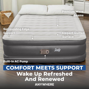 Sealy Tritech Queen Sized 20" Air Mattress Bed 2 Person w/Built-In AC Pump & Bag