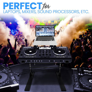 Pyle PLPTS38 Portable Adjustable Dual Device DJ Laptop Stand Workstation