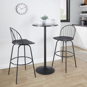 Riley - Claire Farmhouse Fixed Height Barstool With Swivel With Round Footrest (Set of 2)