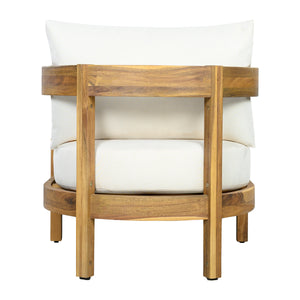 78" Acacia Wood Outdoor Chaise Lounge Chair