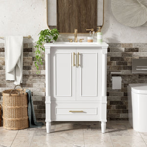 Bathroom Vanity With Ornate French Cylinder Legs, Soft Close Drawer