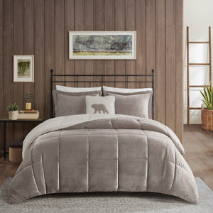 Full/Queen Plush to Sherpa Down Alternative Comforter Set