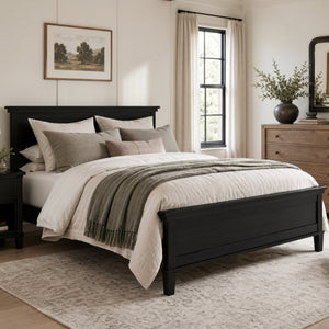 Mid-Century Modern Wood Platform Bed, Queen Size