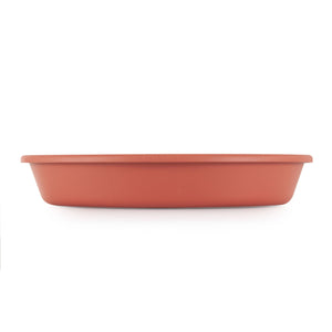 HC Companies Classic Plastic 12 Inch Round Plant Flower Pot Tray Saucer, Clay