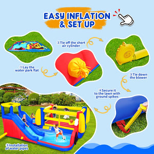 7 in 1 Inflatable Slide Water Park for Kids