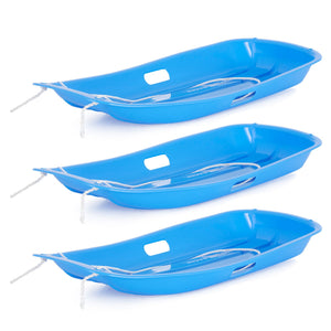 Slippery Racer Downhill Sprinter Kids Plastic Toboggan Snow Sled, Blue (3 Pack)