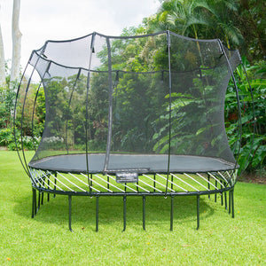 Springfree Large Square Backyard Trampoline With Enclosure and Hidden Frame, 11'