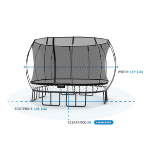 Springfree Large Square Backyard Trampoline With Enclosure and Hidden Frame, 11'
