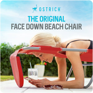 Ostrich The Heavy-Duty Backpacker Portable Reclining Beach Camping Chair, Red