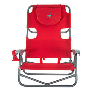 Ostrich The Heavy-Duty Backpacker Portable Reclining Beach Camping Chair, Red