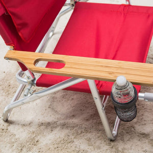 Ostrich The Deluxe 3N1 Lightweight Outdoor Beach Lounge Chair w/ Footrest, Red