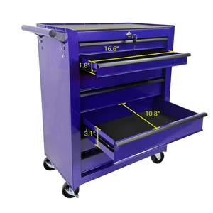 Rolling Metal Tool Chest with 7 Drawers, 20" Steel Cabinet - Purple