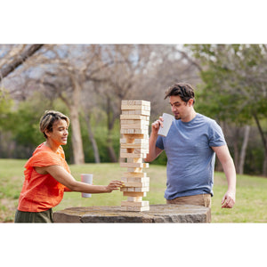 Yard Games Large Tumbling Timbers 24" Wood Block Stacking Game w/ Case, Natural