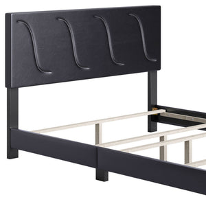 Boyd Sleep Brussels Faux Leather King Platform Bed Frame and Headboard, Black - TRAPSKI