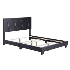 Boyd Sleep Brussels Faux Leather King Platform Bed Frame and Headboard, Black - TRAPSKI