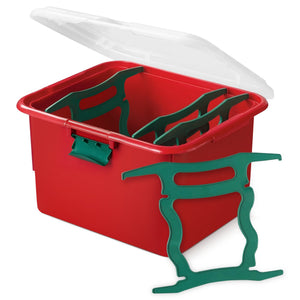 Homz Products Holiday Christmas Light Storage Box Bin w/ 4 Cord Wrap Organizers