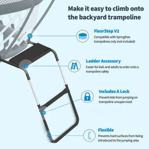 Springfree Trampoline FlexrStep V2 Step Ladder, Adjustable Trampoline Accessory with Child Safety Lock