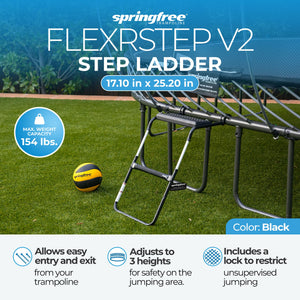 Springfree Trampoline FlexrStep V2 Step Ladder, Adjustable Trampoline Accessory with Child Safety Lock