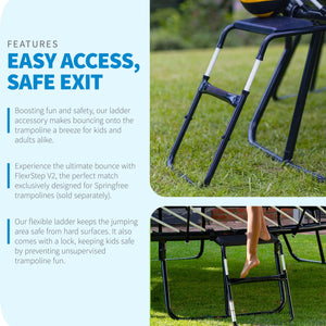 Springfree Trampoline FlexrStep V2 Step Ladder, Adjustable Trampoline Accessory with Child Safety Lock