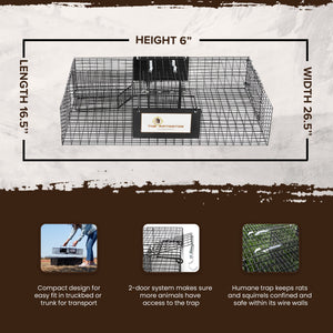 Rugged Ranch RATTR Ratinator Live Rat Multi-Catch Animal Metal 2 Door Trap Cage