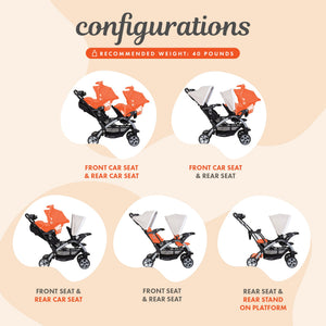 Baby Trend Sit N Stand Travel Double Baby Stroller and Car Seat Combo, Khaki