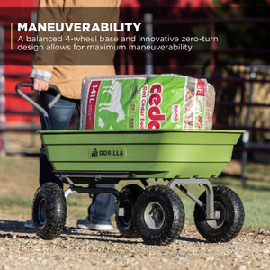 Gorilla Carts Heavy Duty Poly Yard Dump Cart, Lawn & Garden Wagon, 600 Lb, Green