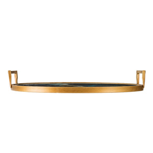 20.9x20.1x3.1" Round Accent Mirrored Tray with Handles