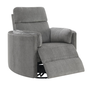 Sagen Charcoal Chenille Glider Recliner with Swivel