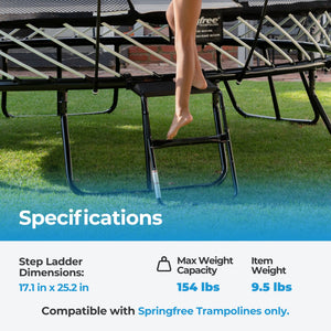 Springfree Outdoor 8 x 13 Ft Trampoline, Enclosure, Hoop Game, and Step Ladder