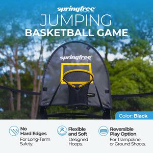 Springfree Outdoor 8 x 13 Ft Trampoline, Enclosure, Hoop Game, and Step Ladder