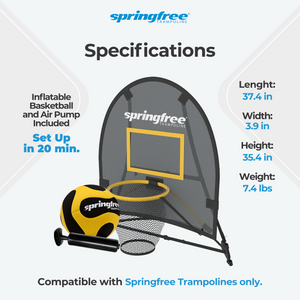 Springfree Outdoor 8 x 13 Ft Trampoline, Enclosure, Hoop Game, and Step Ladder