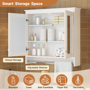 Modern Wall-Mounted Mirror Cabinet With Adjustable Shelves, Soft-Close Doors, High-Definition Mirror